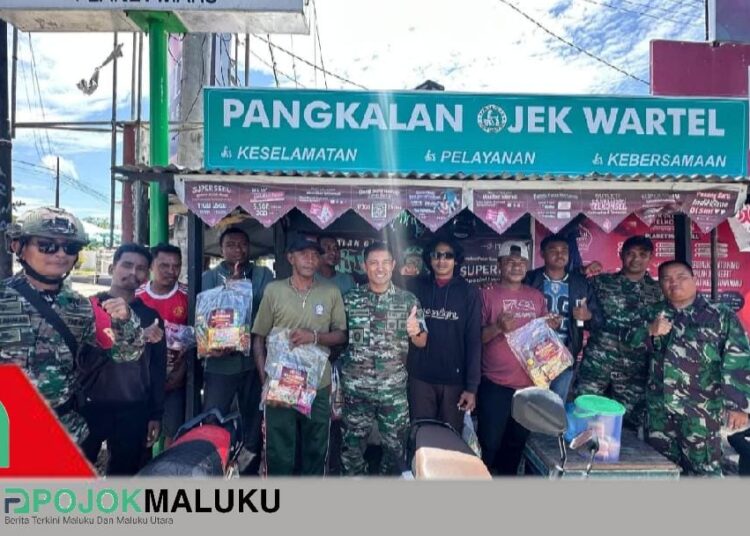 Sambut HUT Ke-80 TNI, Kodim 1503/Tual Malra Bagi Sembako Sasar Pangkalan Ojek