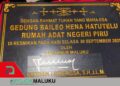 Gubernur Maluku Resmikan Baileo Hena Hatutelu, Tegaskan Pentingnya Revitalisasi Adat